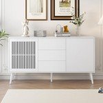 White Buffet Storage Cabinet with 3 Drawers
