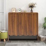 Walnut Sideboard Buffet Cabinet Set of 2