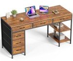 54-Inch Rustic Brown Computer Desk with Storage