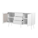 White Buffet Storage Cabinet with 3 Drawers