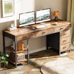 54-Inch Rustic Brown Computer Desk with Storage
