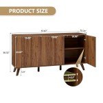 Modern Fluted Sideboard Buffet Cabinet in Walnut