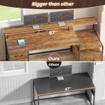 Rustic Brown Home Office Desk with Storage & Power