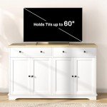 Modern 55" White Sideboard Buffet Cabinet