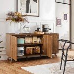 Modern Fluted Sideboard Buffet Cabinet in Walnut