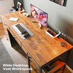 54-Inch Rustic Brown Computer Desk with Storage