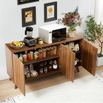 Modern Fluted Sideboard Buffet Cabinet in Walnut