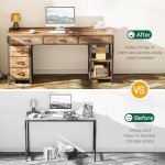 54-Inch Rustic Brown Computer Desk with Storage