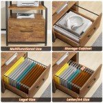 Rustic Brown Home Office Desk with Storage & Power