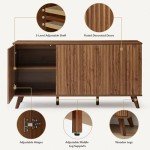 Modern Fluted Sideboard Buffet Cabinet in Walnut