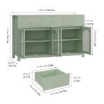 Green Farmhouse Buffet Cabinet with Storage & Drawers