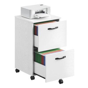 VASAGLE 2-Drawer Rolling File Cabinet in White