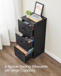 VASAGLE Lockable 3 Drawer File Cabinet, Ink Black