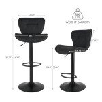 Modern Adjustable Faux Leather Bar Stools Set 2