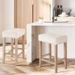 Beige Counter Height Bar Stools - Set of 2
