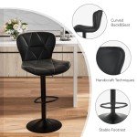 Modern Adjustable Faux Leather Bar Stools Set 2