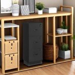 VASAGLE Lockable 3 Drawer File Cabinet, Ink Black