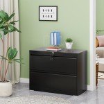 Aobabo Black 2-Drawer Metal File Cabinet