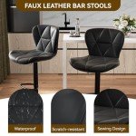 Modern Adjustable Faux Leather Bar Stools Set 2