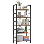 Tall 5-Tier Industrial Bookshelf in Rust Brown
