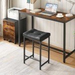 Set of 2 Black Saddle Bar Stools