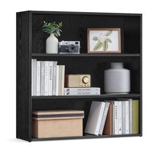 VASAGLE 3-Tier Adjustable Bookshelf in Ebony Black
