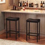 Set of 2 Black Counter Height Bar Stools