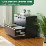 Aobabo Black 2-Drawer Metal File Cabinet
