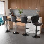 Modern Adjustable Faux Leather Bar Stools Set 2