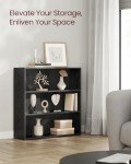 VASAGLE 3-Tier Adjustable Bookshelf in Ebony Black