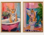 Funny Tiger Bathroom Wall Art - 2 Pieces