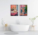 Funny Tiger Bathroom Wall Art - 2 Pieces