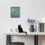 Funny Cat Water Lilies Canvas Wall Art