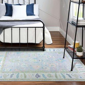 Vintage Lavender Oushak Rug for Living Spaces