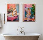 Funny Tiger Bathroom Wall Art - 2 Pieces