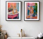 Funny Tiger Bathroom Wall Art - 2 Pieces