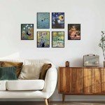 Funny Cat Water Lilies Canvas Wall Art