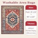 Washable 8x10 Boho Non-Slip Area Rug