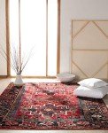 Vintage Hamadan 4' x 6' Accent Rug – Red Multi