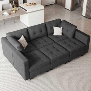 Belffin Modular Sleeper Sofa with Storage - Dark Grey