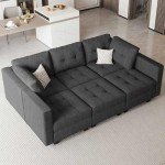 Belffin Modular Sleeper Sofa with Storage - Dark Grey