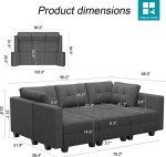 Belffin Modular Sleeper Sofa with Storage - Dark Grey