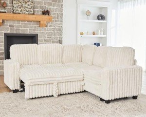 Plush Corduroy Modular Sofa with Pull-Out Bed