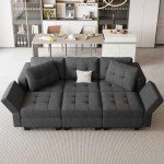 Belffin Modular Sleeper Sofa with Storage - Dark Grey