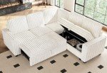 Plush Corduroy Modular Sofa with Pull-Out Bed