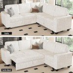Plush Corduroy Modular Sofa with Pull-Out Bed