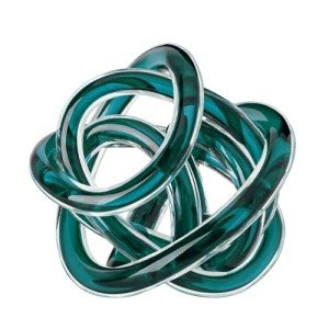Teal Glass Infinity Knot Sculpture - 3 Inch