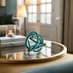 Teal Glass Infinity Knot Sculpture - 3 Inch