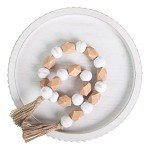 12" White Wood Beaded Decorative Serving Tray