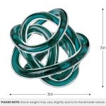 Teal Glass Infinity Knot Sculpture - 3 Inch